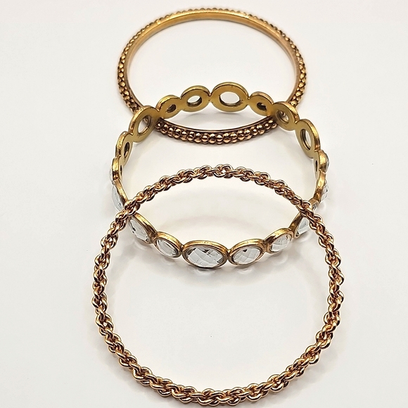 Goldtone Multi-textured Bangles - Picture 3 of 8